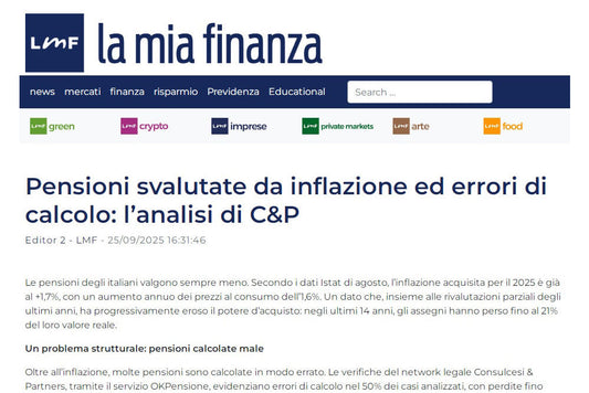 Pensioni svalutate da inflazione ed errori di calcolo: l’analisi di C&P