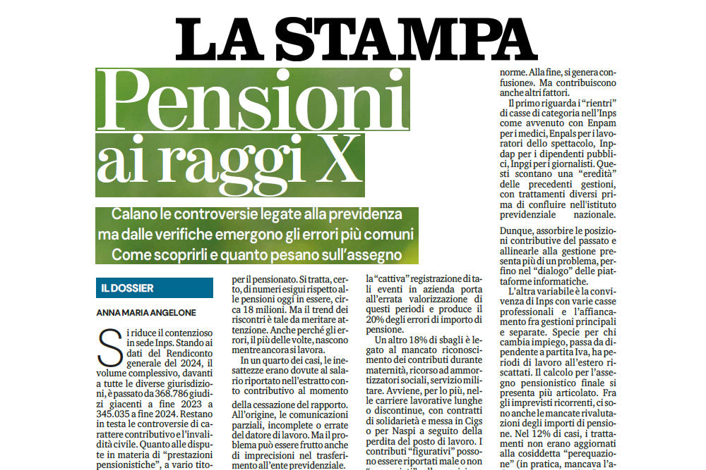 Pensioni ai raggi X, metà degli assegni presenta errori